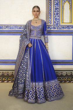 Ambar Gota Patti Silk Lehenga Set Blue