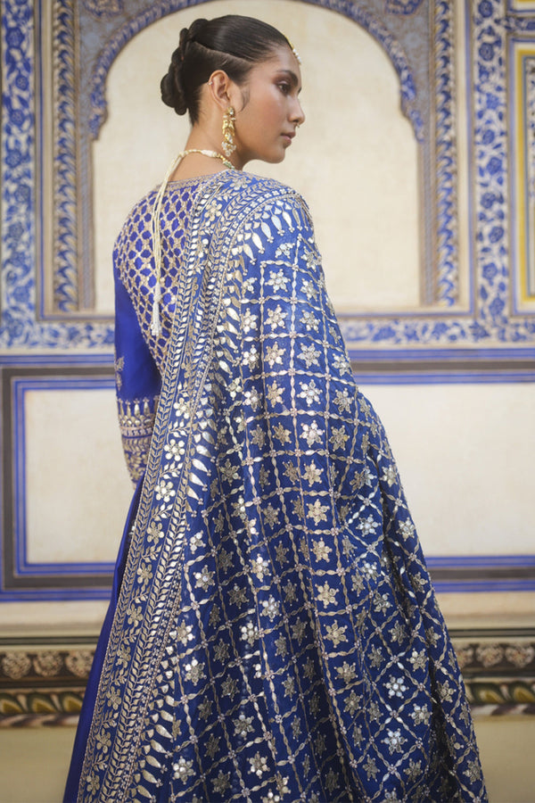 Ambar Gota Patti Silk Lehenga Set – Blue