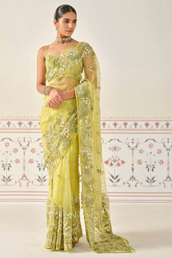 Mrigakshi Embroidered Saree Set - Lime