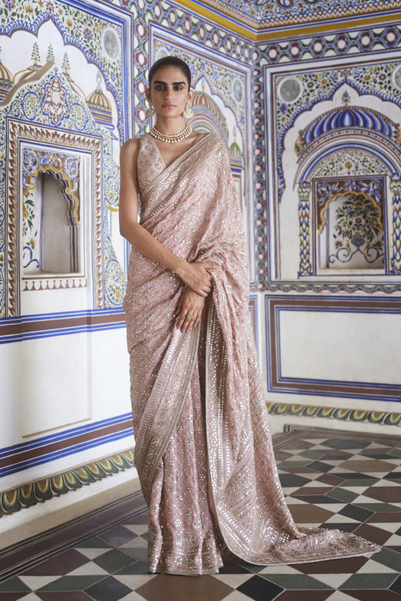 Tajanae Gota Patti Saree - Blush