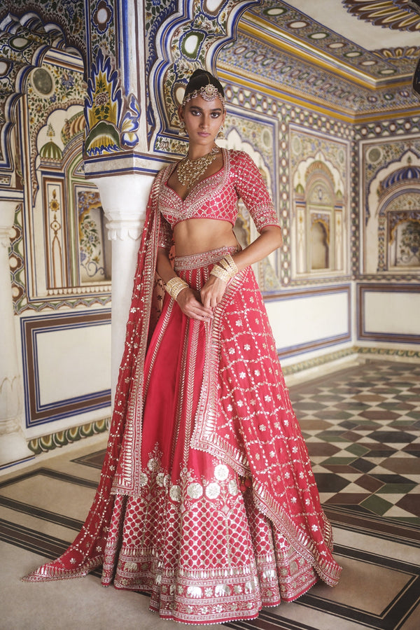 Tarangini Gota Patti Silk Lehenga – Red