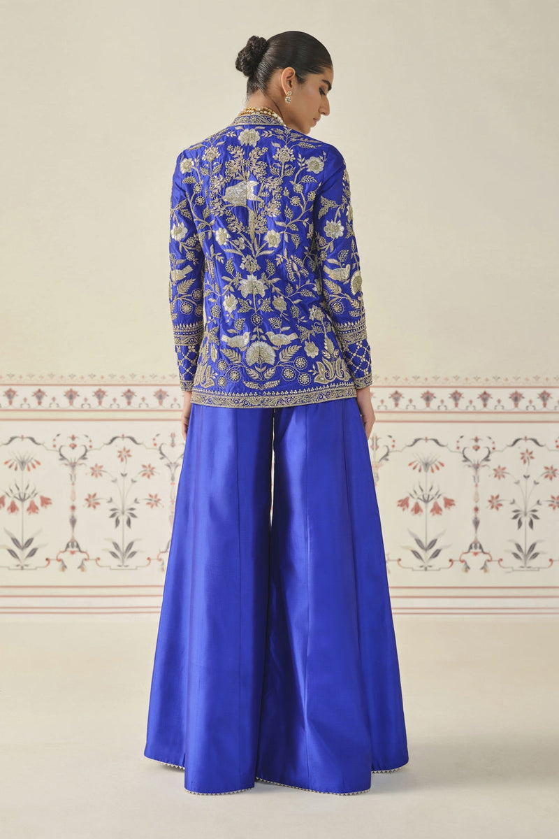 Sanaaya Gota Patti Silk Sharara Set - Blue