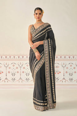 Sumrak Gota Patti Silk Saree - Black