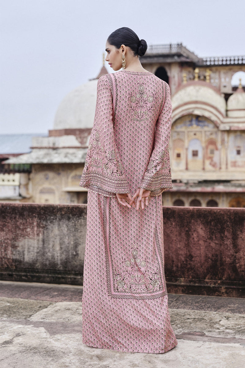 Alara Embroidered Mul Kaftan - Blush