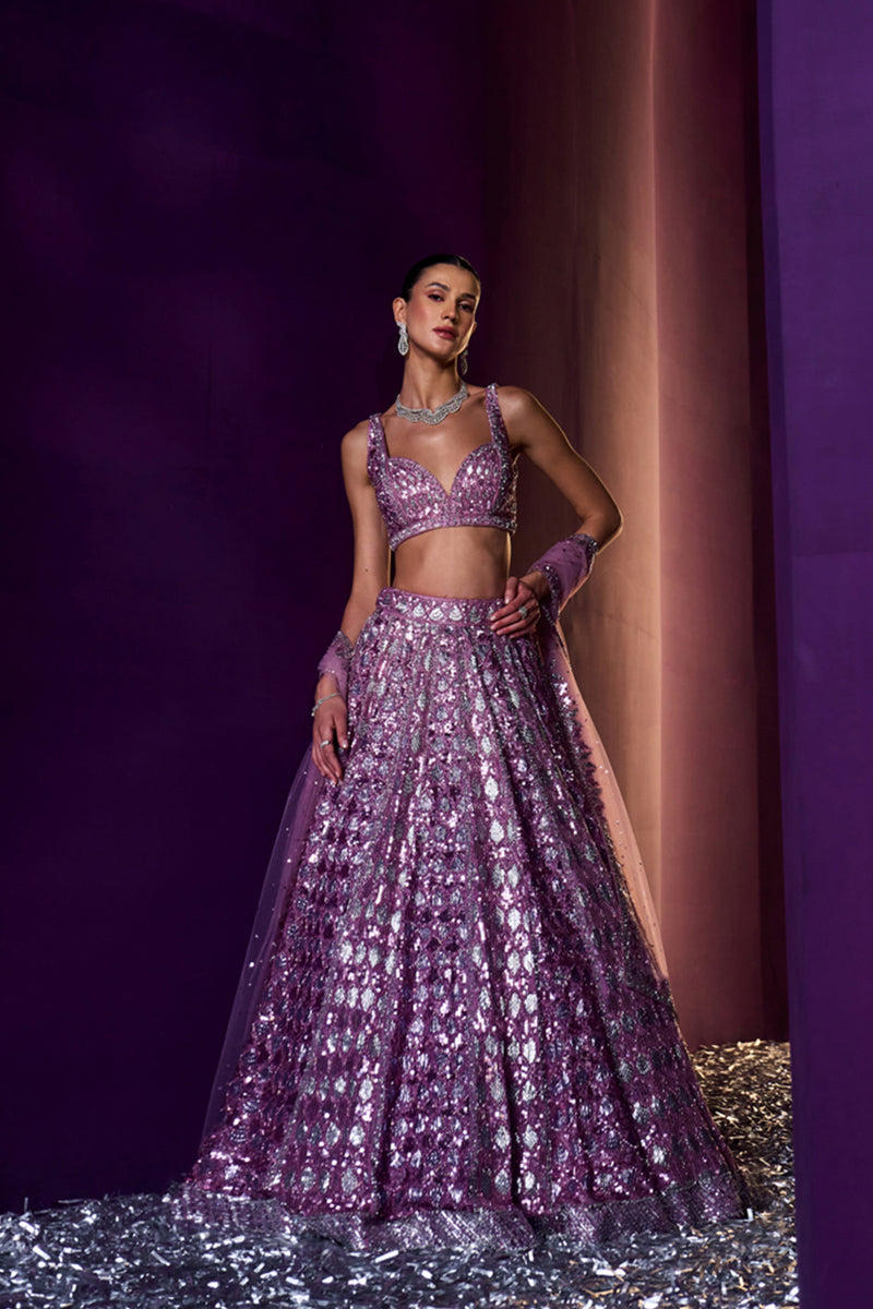 Periwinkle Organza Lehenga Set