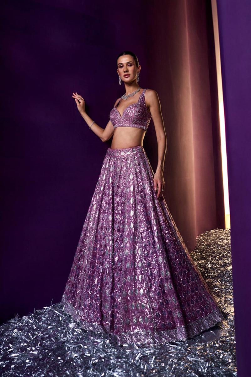 Periwinkle Organza Lehenga Set