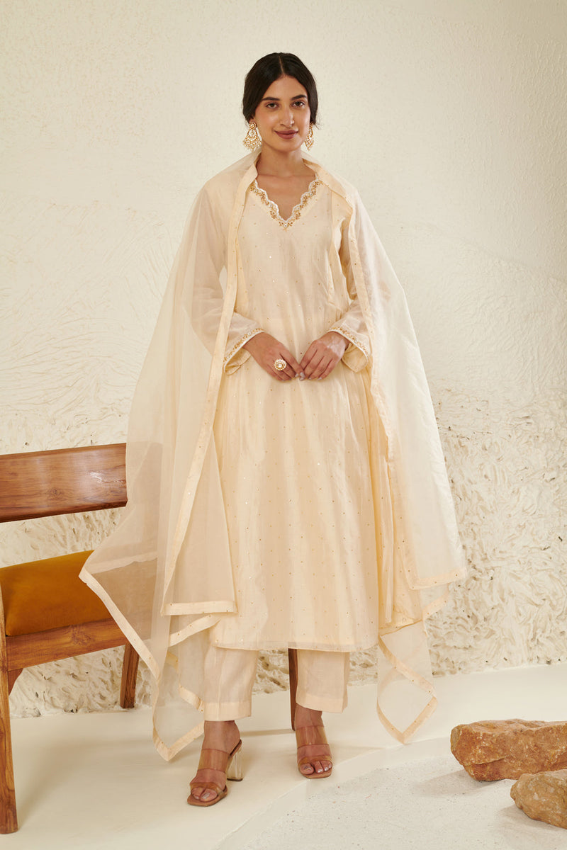 Ivory Embroidered Kurta Set