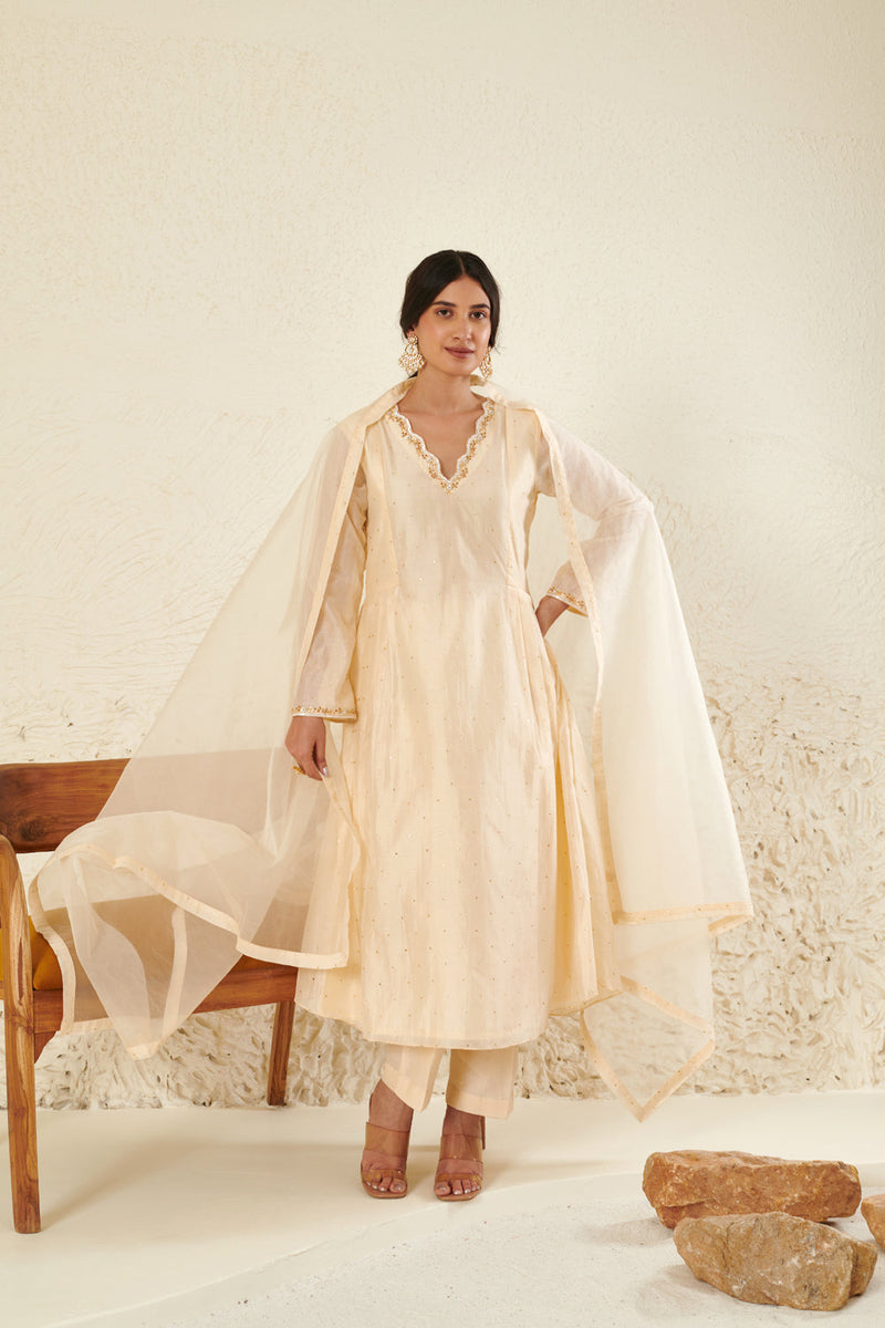 Ivory Embroidered Kurta Set