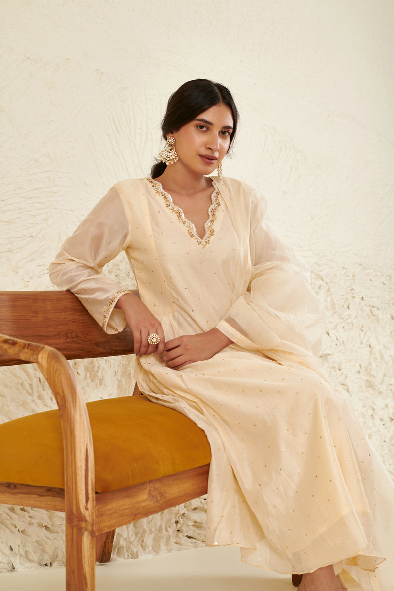 Ivory Embroidered Kurta Set