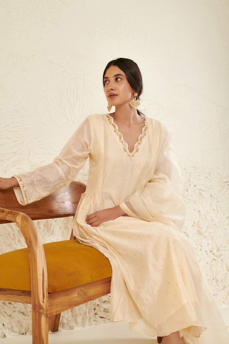 Ivory Embroidered Kurta Set