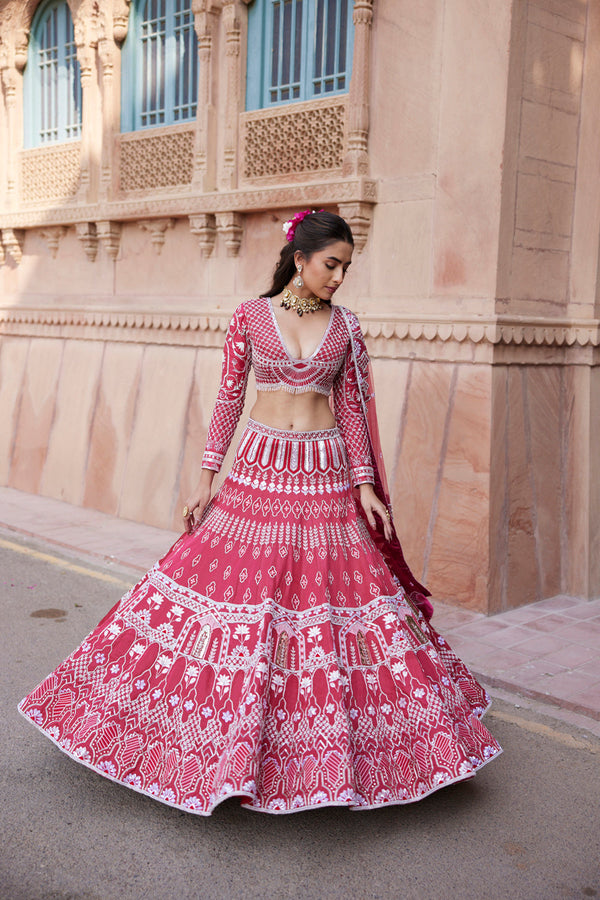 "Gajri" Hand Embroidered Lehenga Set