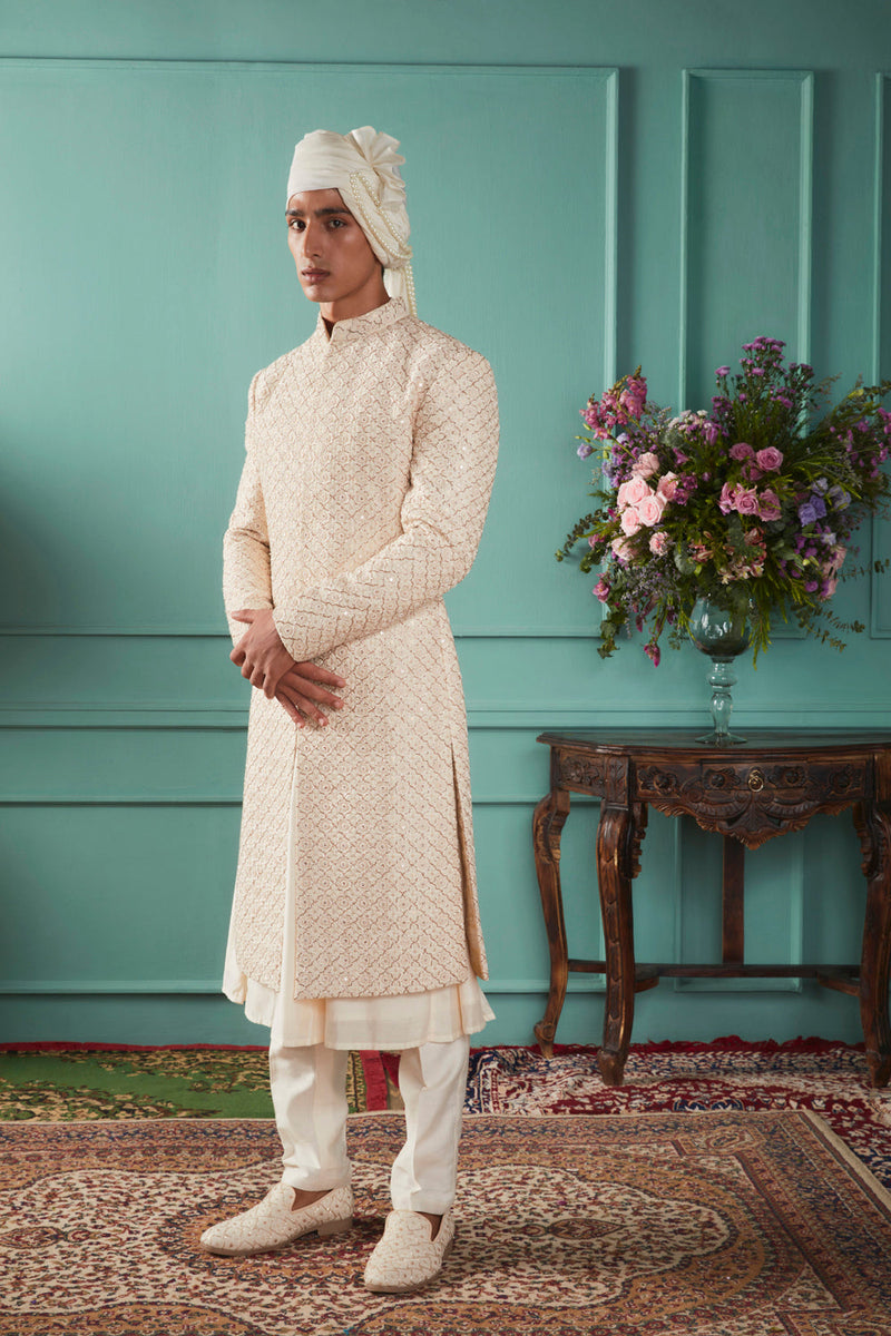 Pearled Ivory Sherwani Set