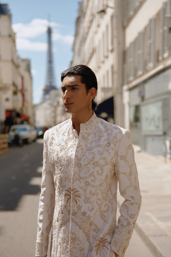 White & Gold Sherwani