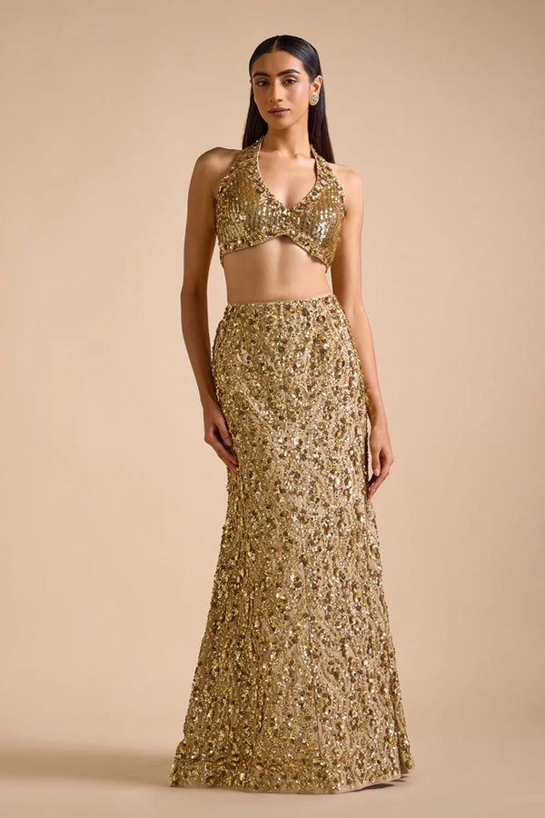 Gold Mermaid Style Skirt Set