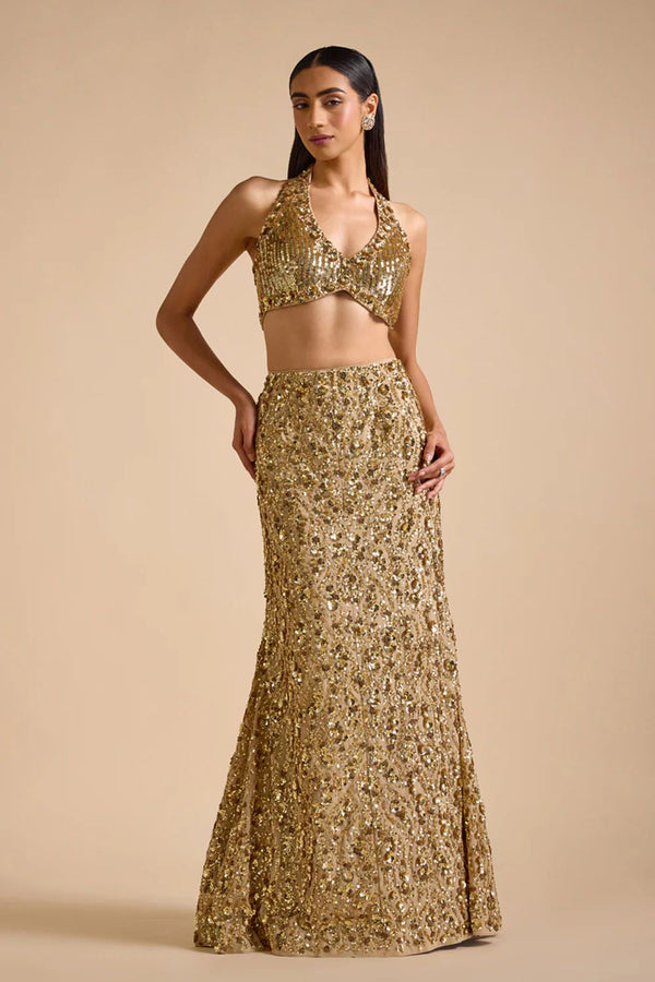 Gold Mermaid Style Skirt Set