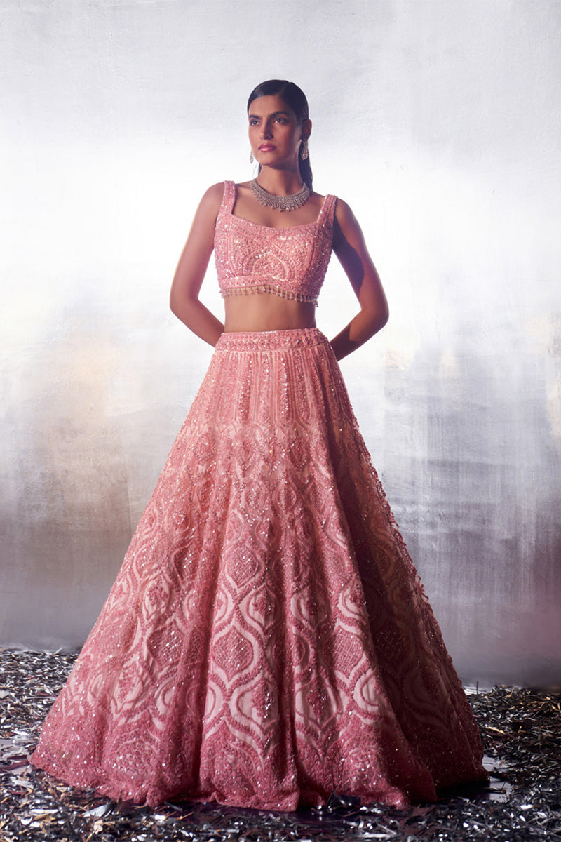 Blush Pink Net Lehenga Set