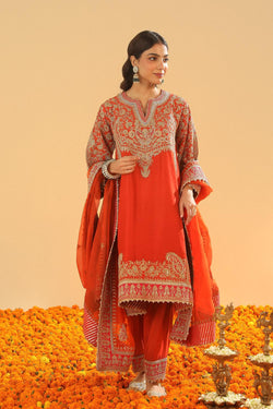 Short Chauga With Khada Dupatta