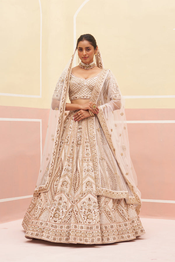 Blush Pink Raw Silk Lehenga Set