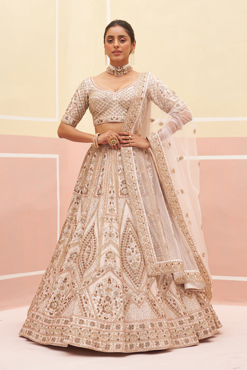 Blush Pink Raw Silk Lehenga Set