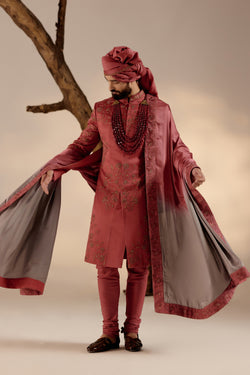 Red Ochre Sherwani Set