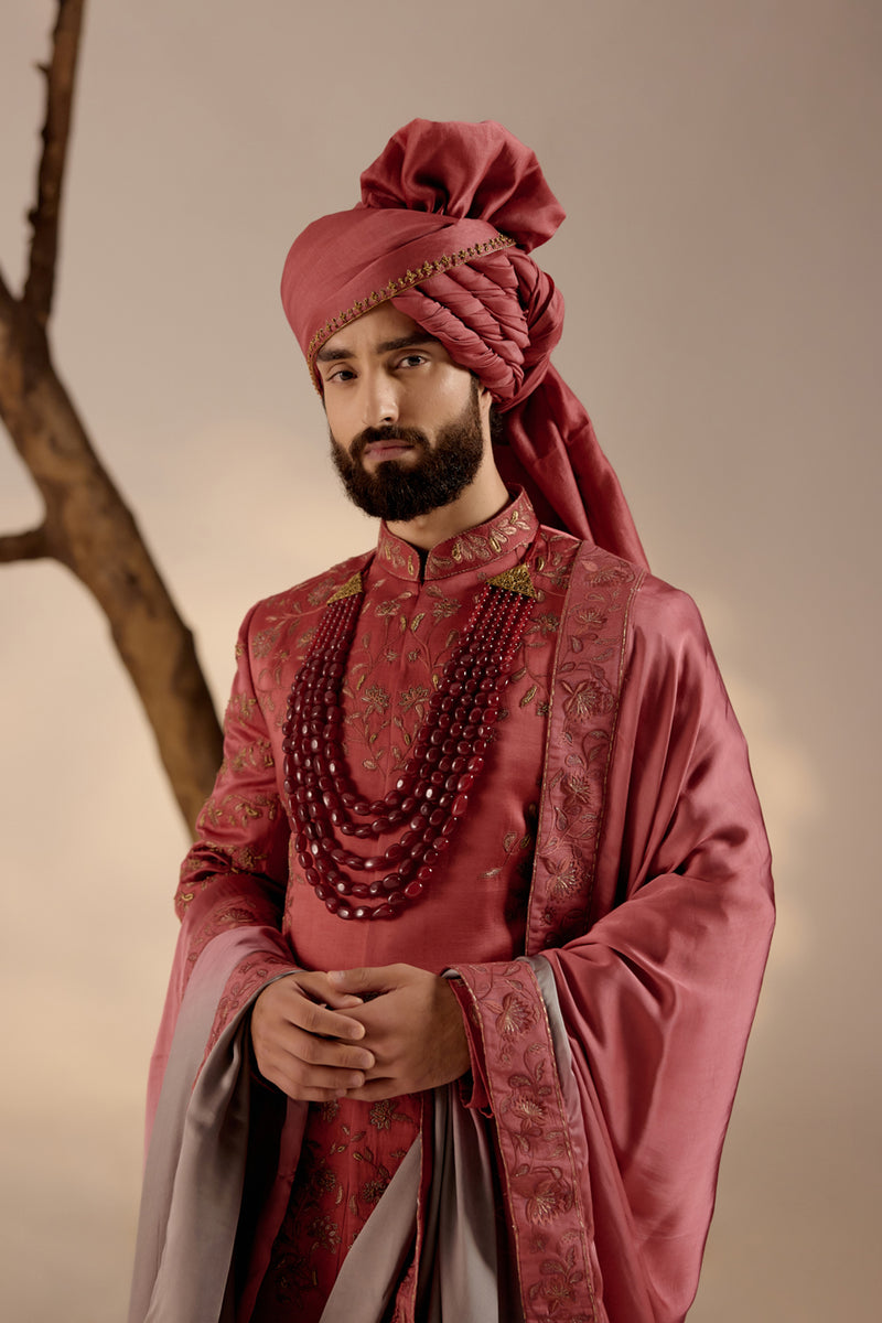 Red Ochre Sherwani Set