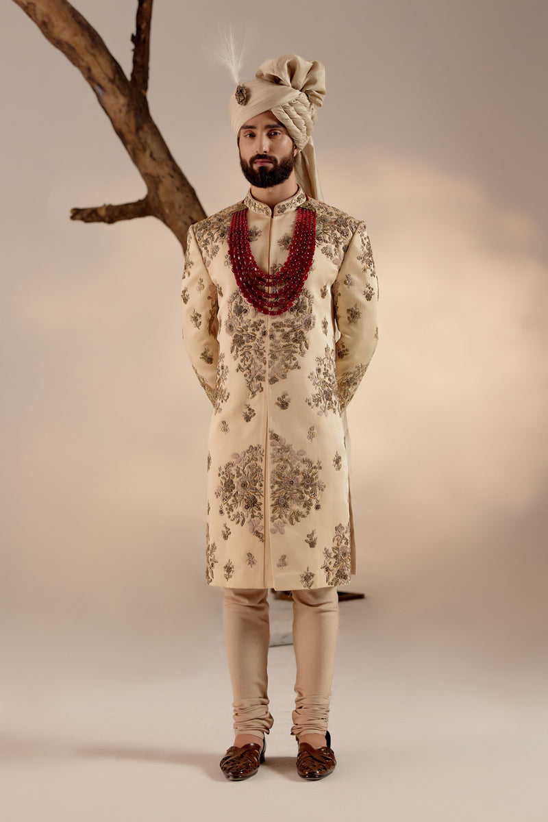 Frosted Almond Sherwani Set