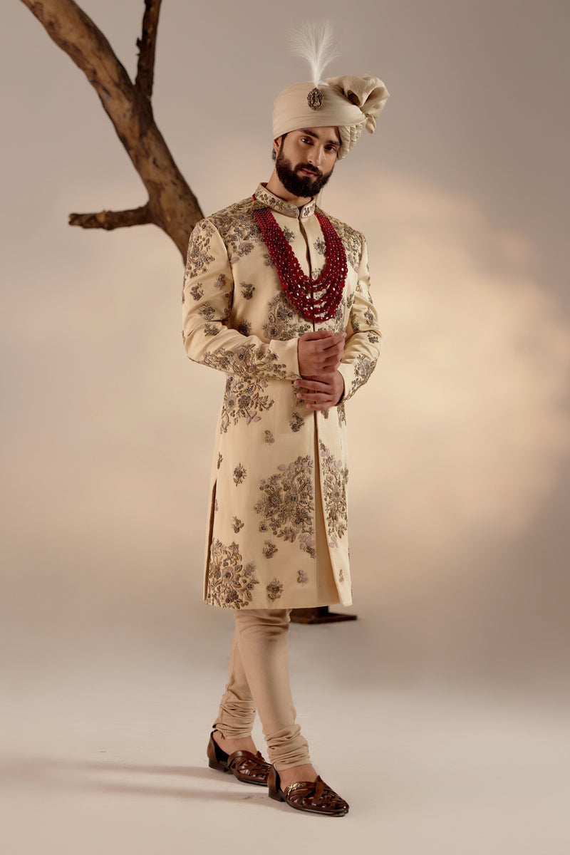 Frosted Almond Sherwani Set