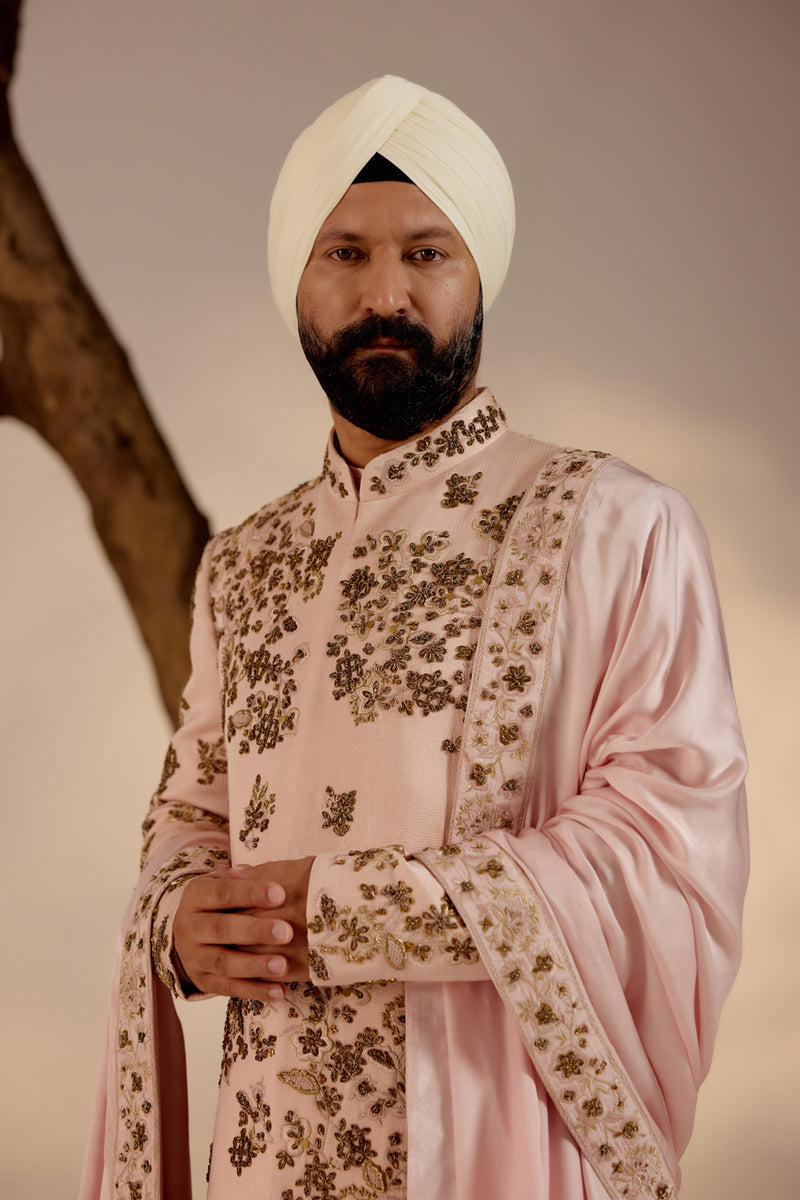 Shell-Pink Sherwani Set