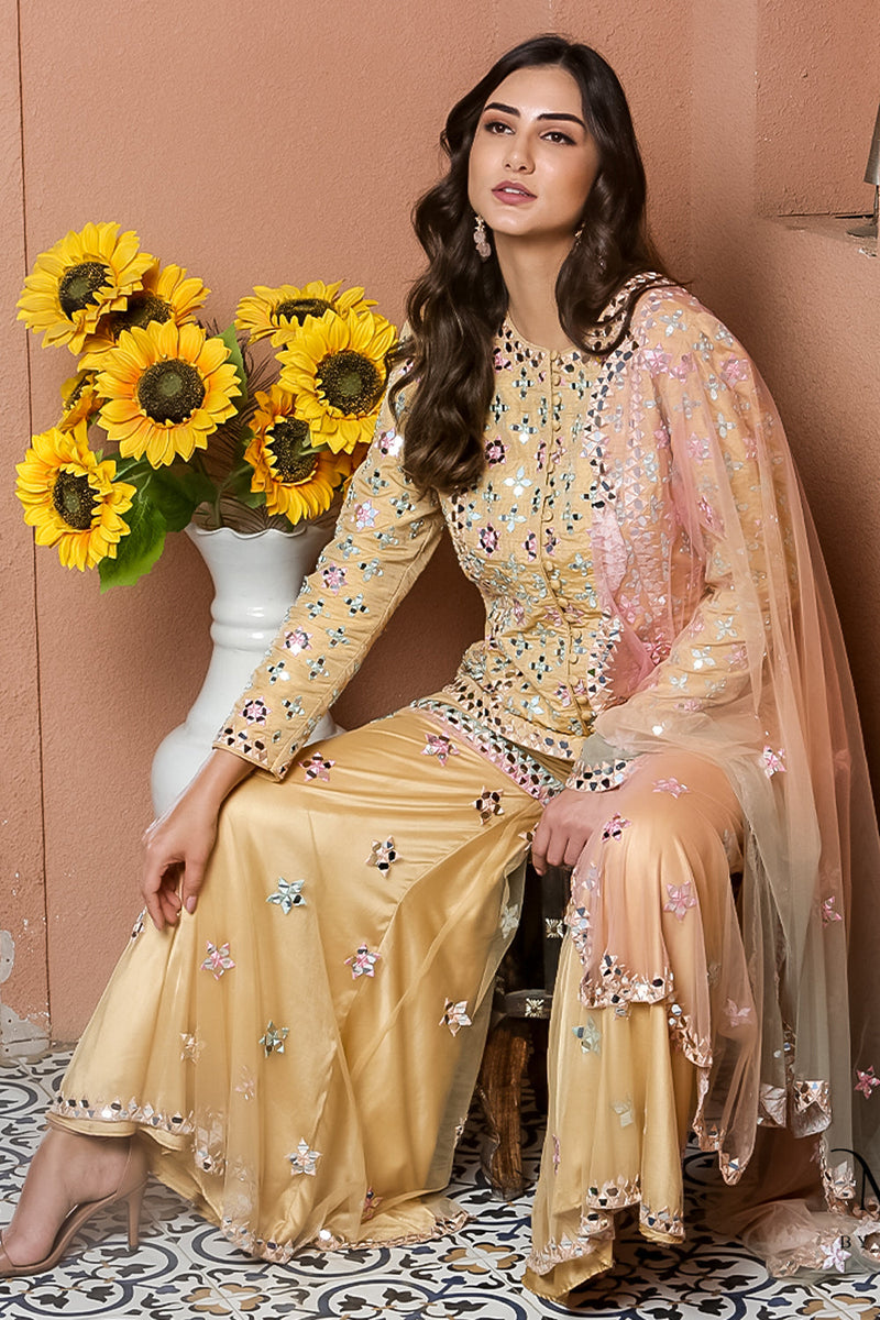 Noori- Mirror Work Jacket Garara Set