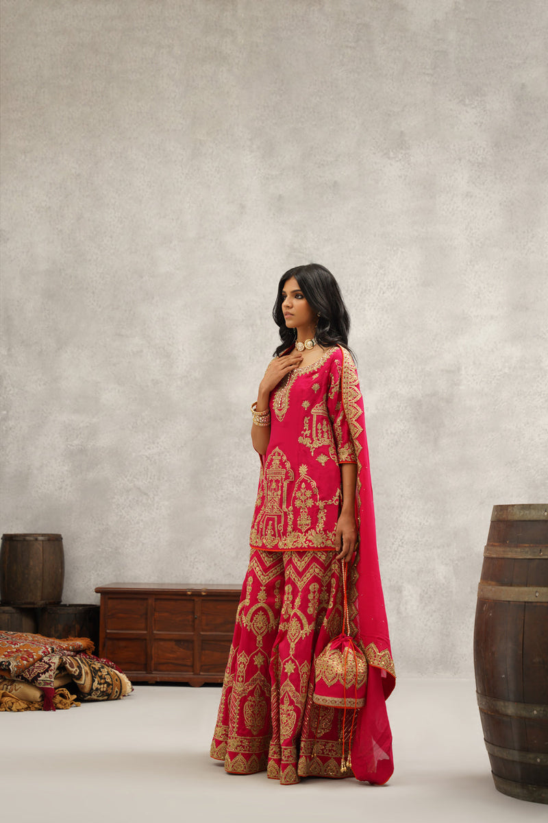 Fusia Embroidered Sharara Set