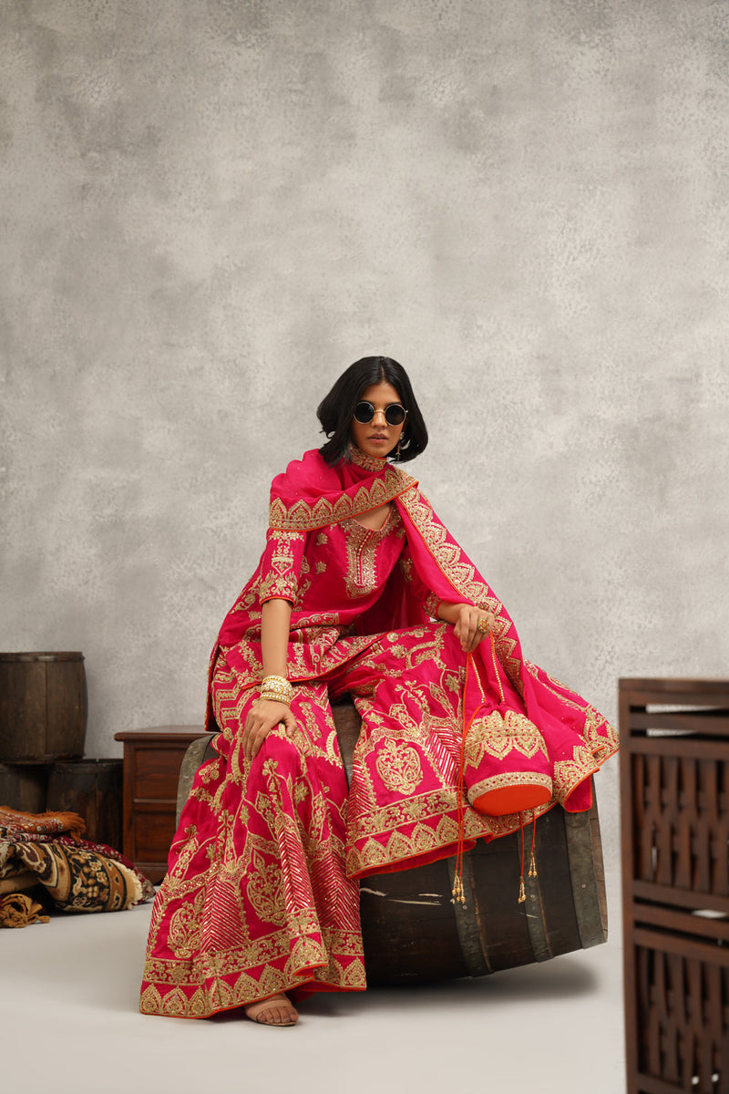 Fusia Embroidered Sharara Set