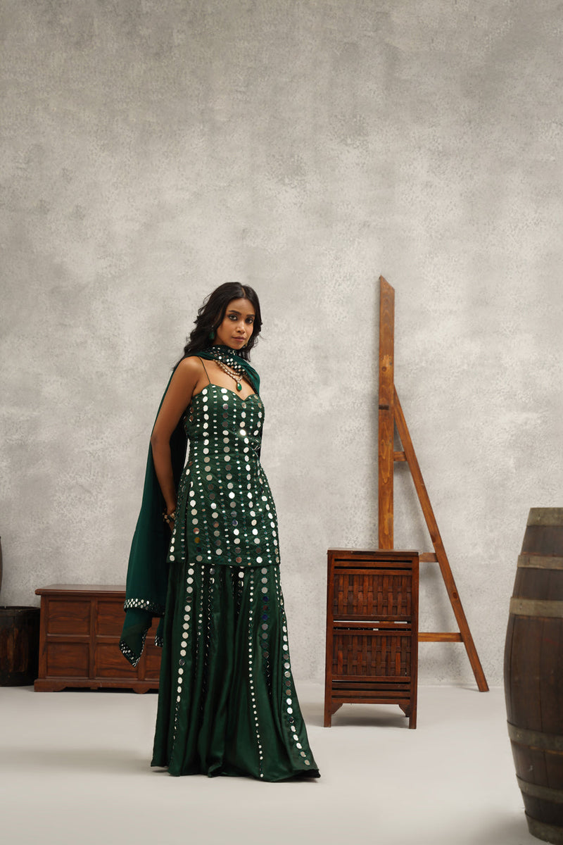 Green Embroidered Suit Set