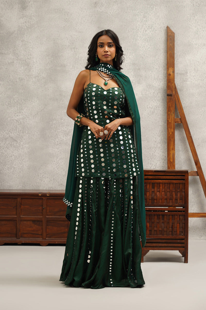 Green Embroidered Suit Set