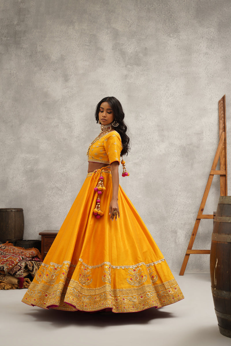 Yellow Embroidered Lehenga Set