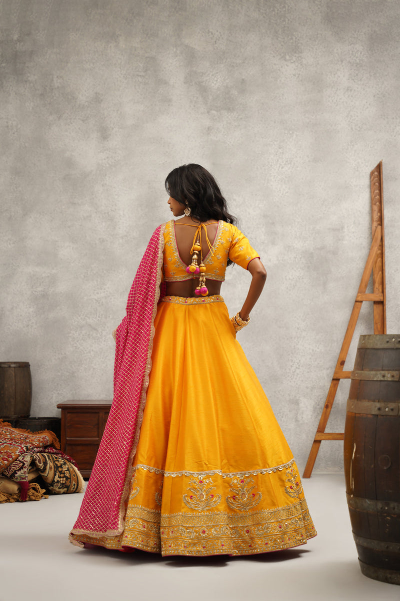 Yellow Embroidered Lehenga Set