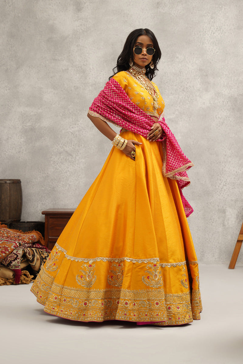 Yellow Embroidered Lehenga Set