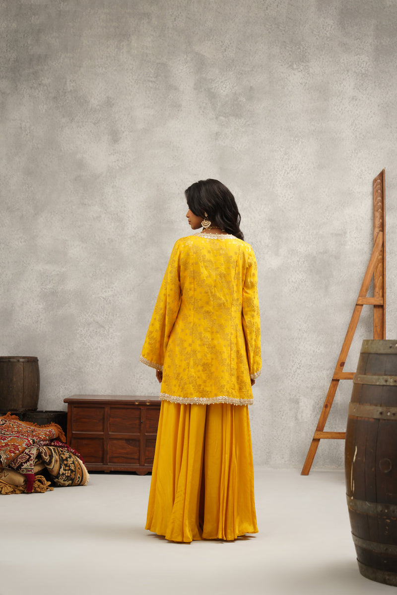 Yellow Embroidered Sharara Set