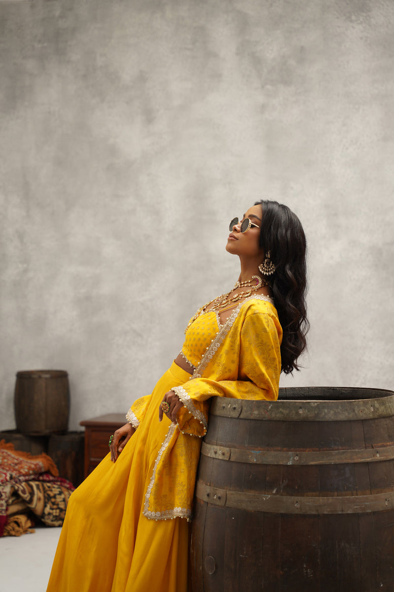 Yellow Embroidered Sharara Set