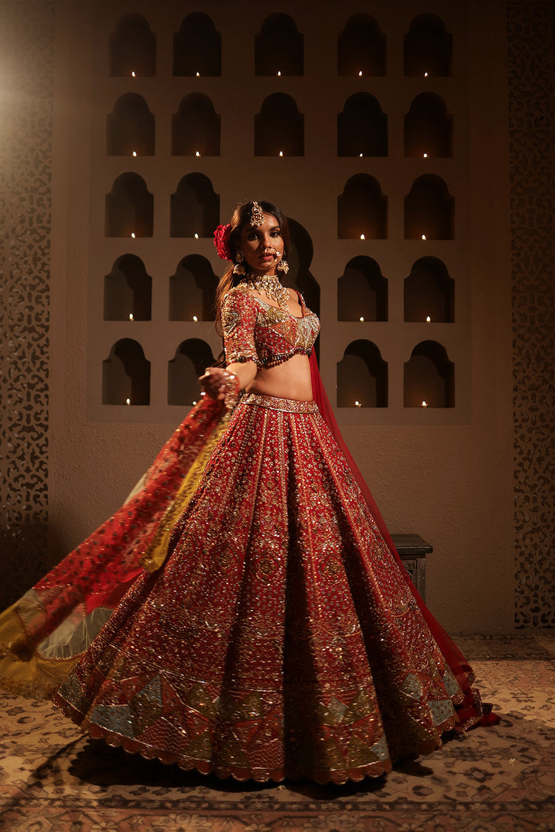 Maroon Embroidered Lehenga Set