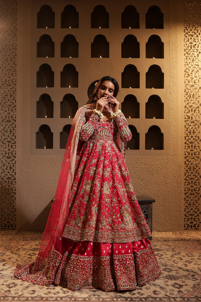 Fuchsia Embroidered Lehenga with Anarkali Kurta Set