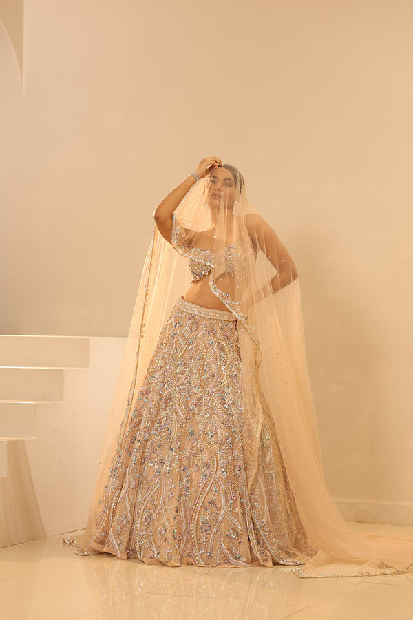 Nude Embroidered Lehenga Set