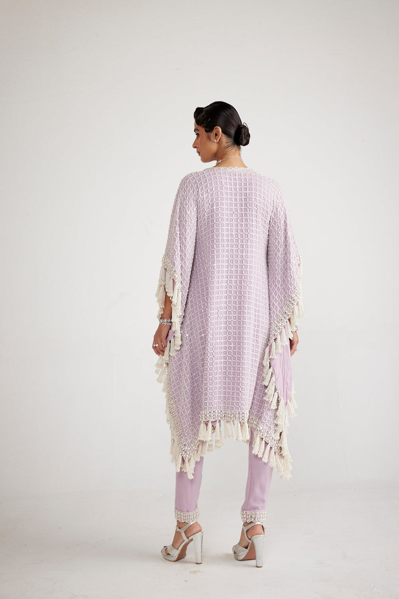 Powder Lilac Chandelier Pearl Drop Kaftan Set