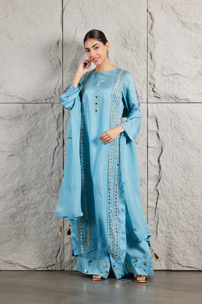 Blue Mirror Kurta Set