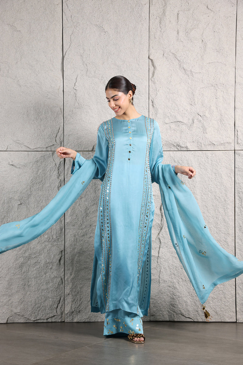 Blue Mirror Kurta Set