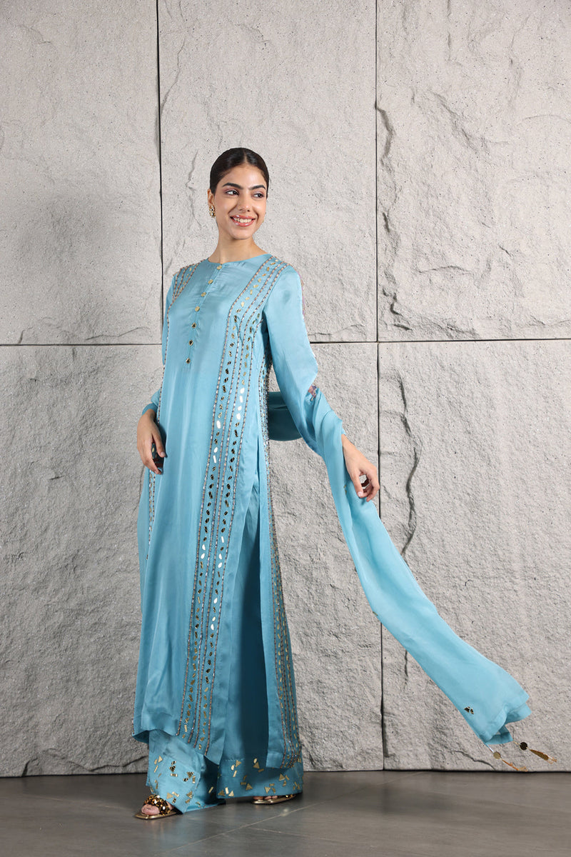 Blue Mirror Kurta Set