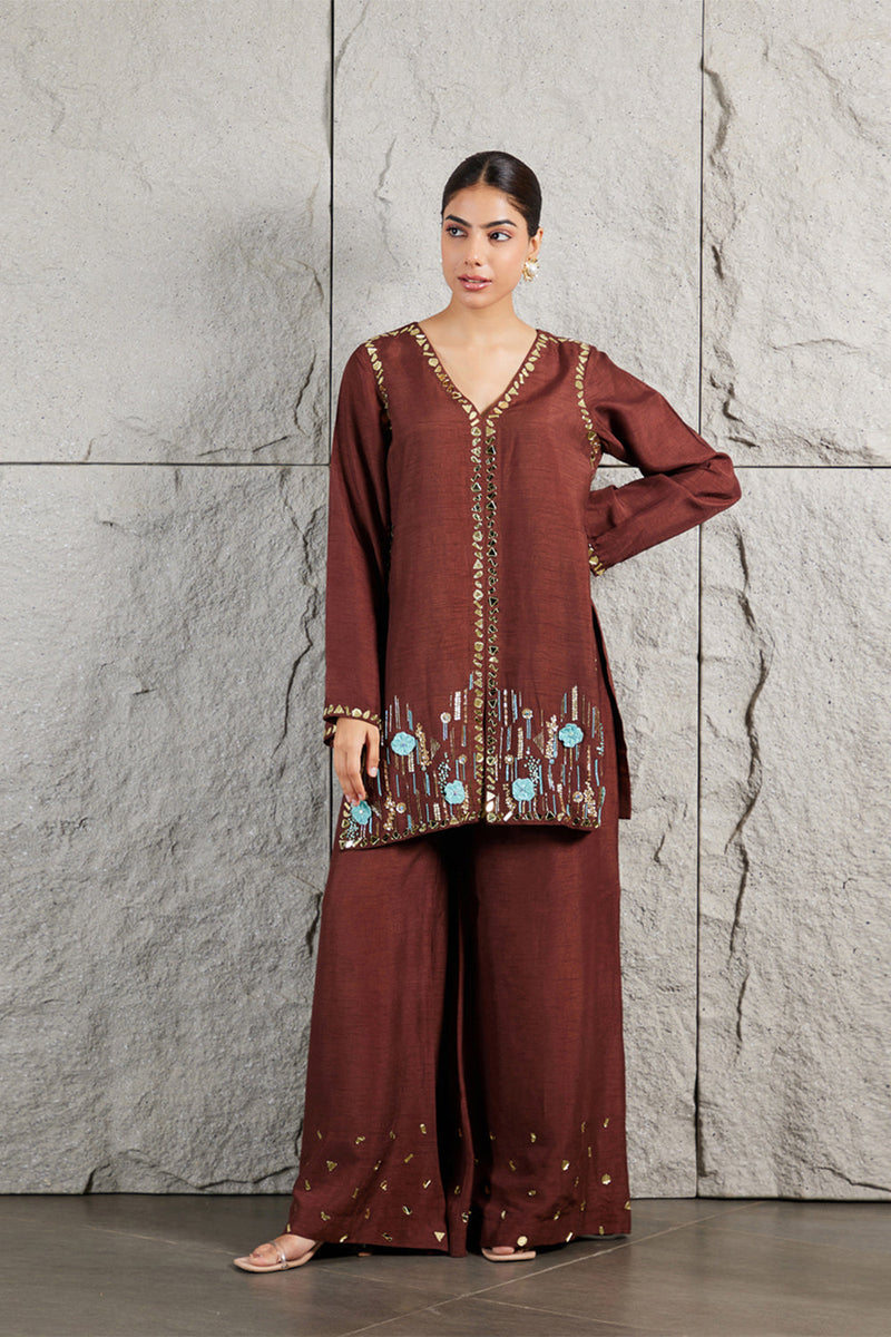 Espresso Rawsilk Kurta Set