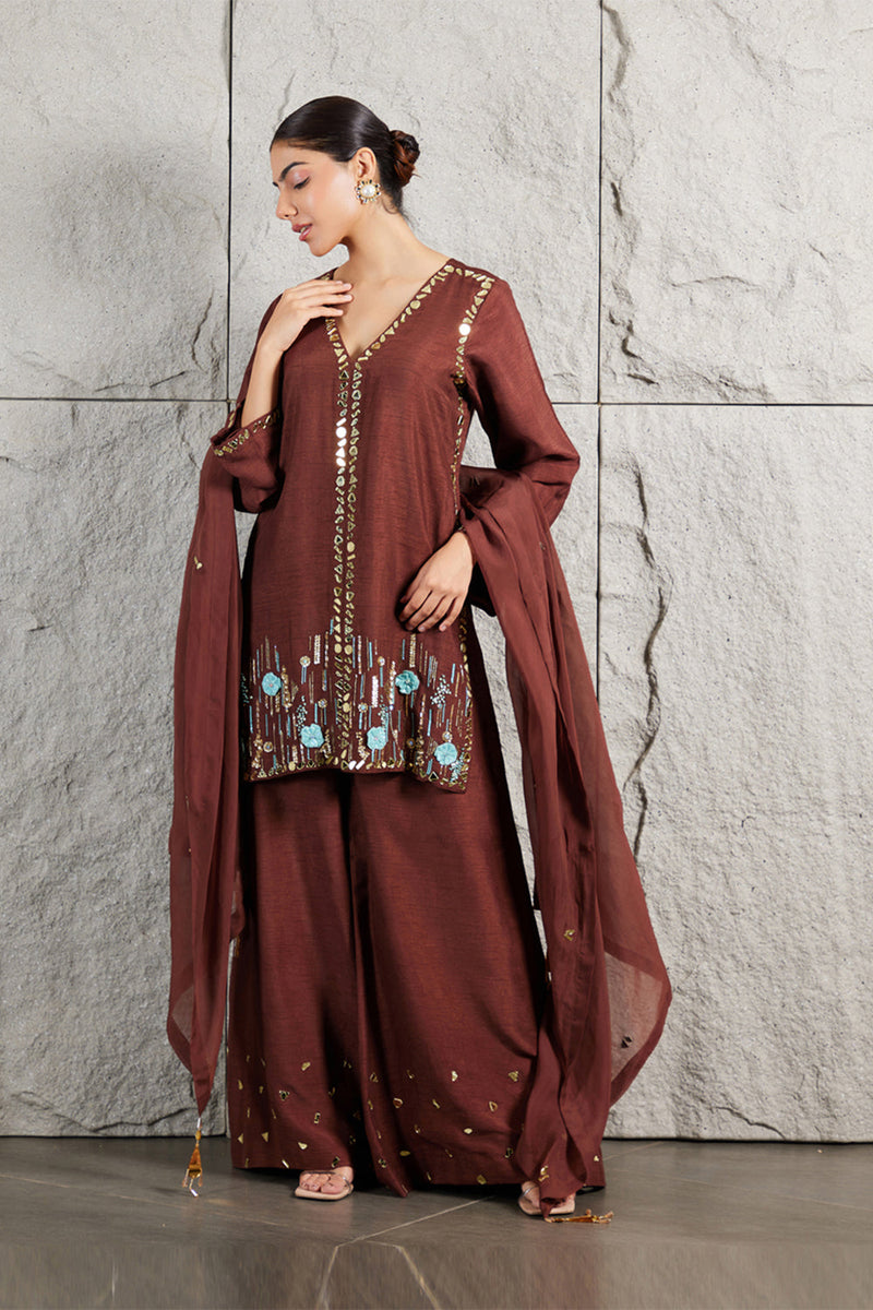 Espresso Rawsilk Kurta Set