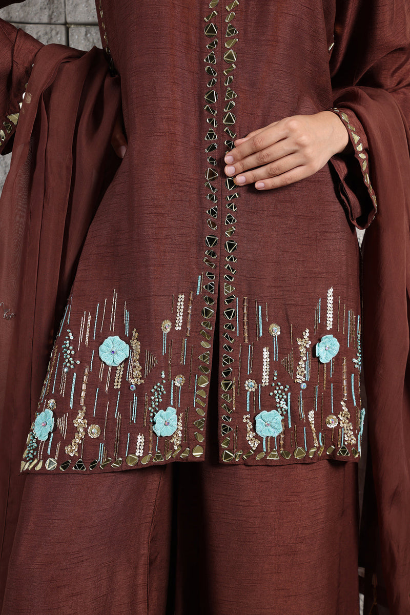 Espresso Rawsilk Kurta Set