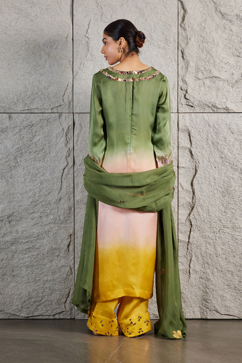 Green Ombre Kurta Set