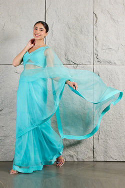 Aqua Organza Saree